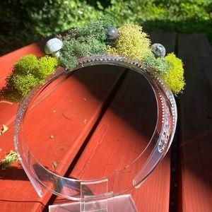 Crystal Mushroom toothed Headband with Moss